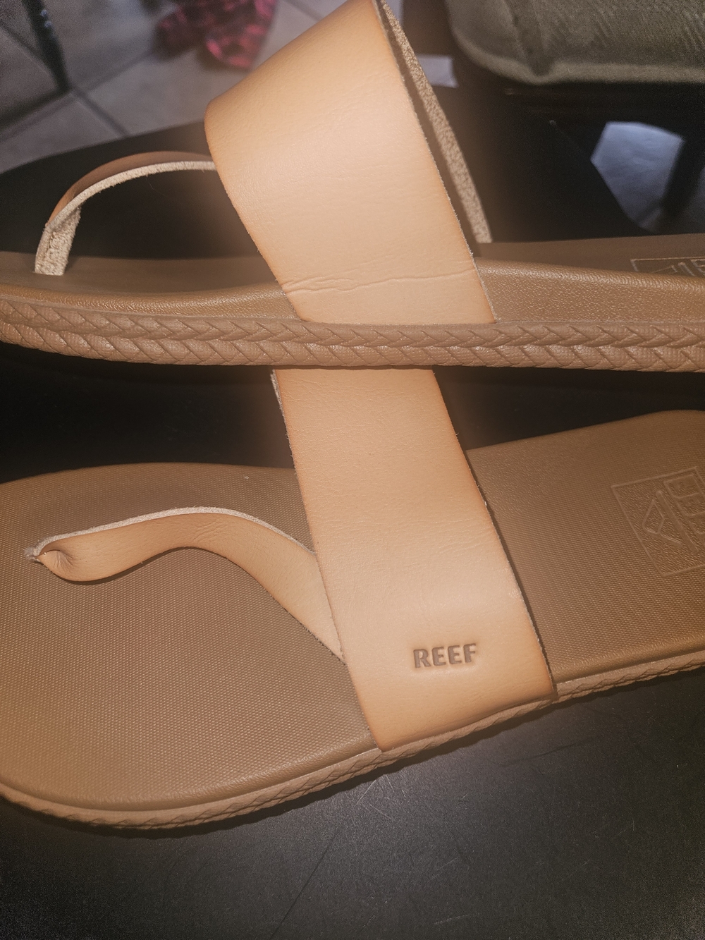 Reef Women’s Tan Slide Toe-Post Sandals - Picture 2 of 7